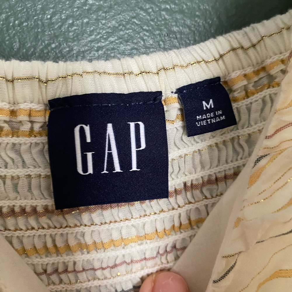 GAP- Match Baby dress sleeveless tiered metallic stripe cotton blend midi dress - Picture 7 of 16